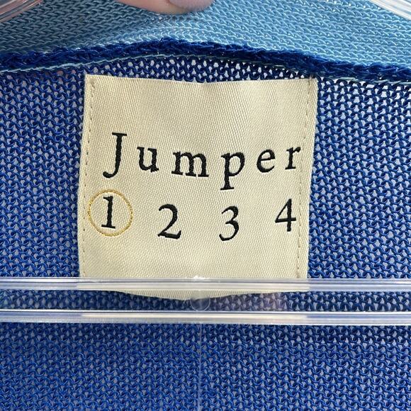 Jumper 1234 Women's Open Weave Colorblock Cardigan - Blue/Wedgewood - 1 - NWT - Picture 2 of 5